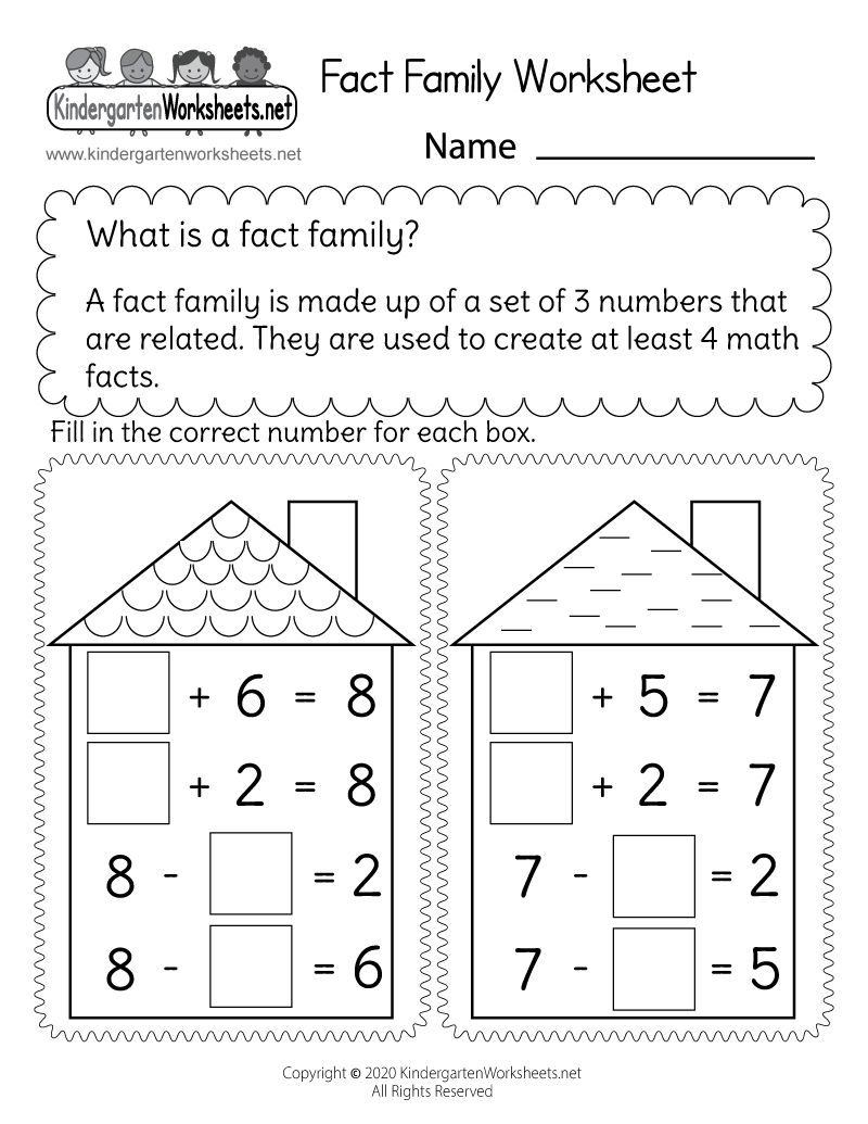 Addition And Subtraction Fact Family Worksheet Free Printable Addition And Subtraction Fact Family Worksheet Free Printable