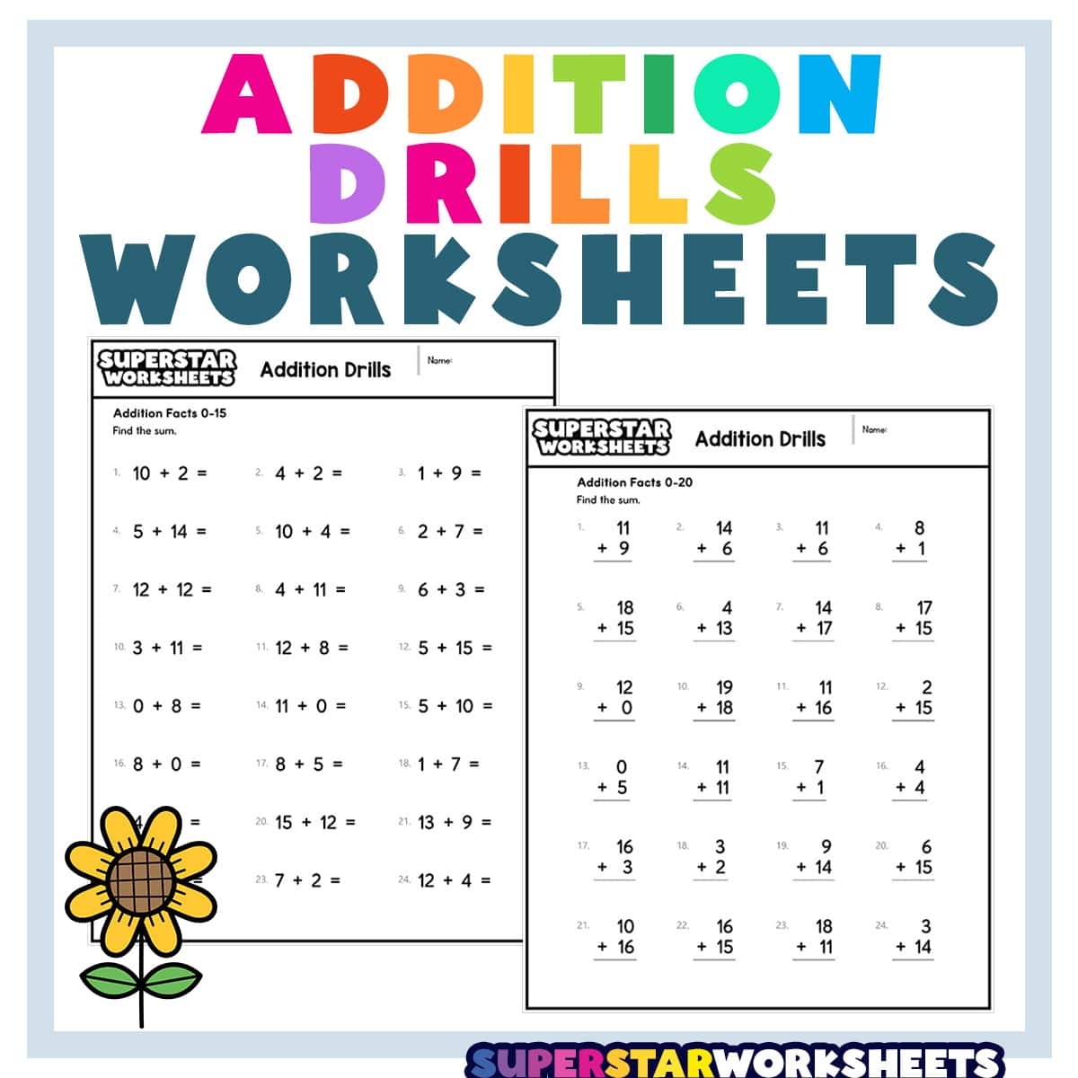 Addition Drills Superstar Worksheets