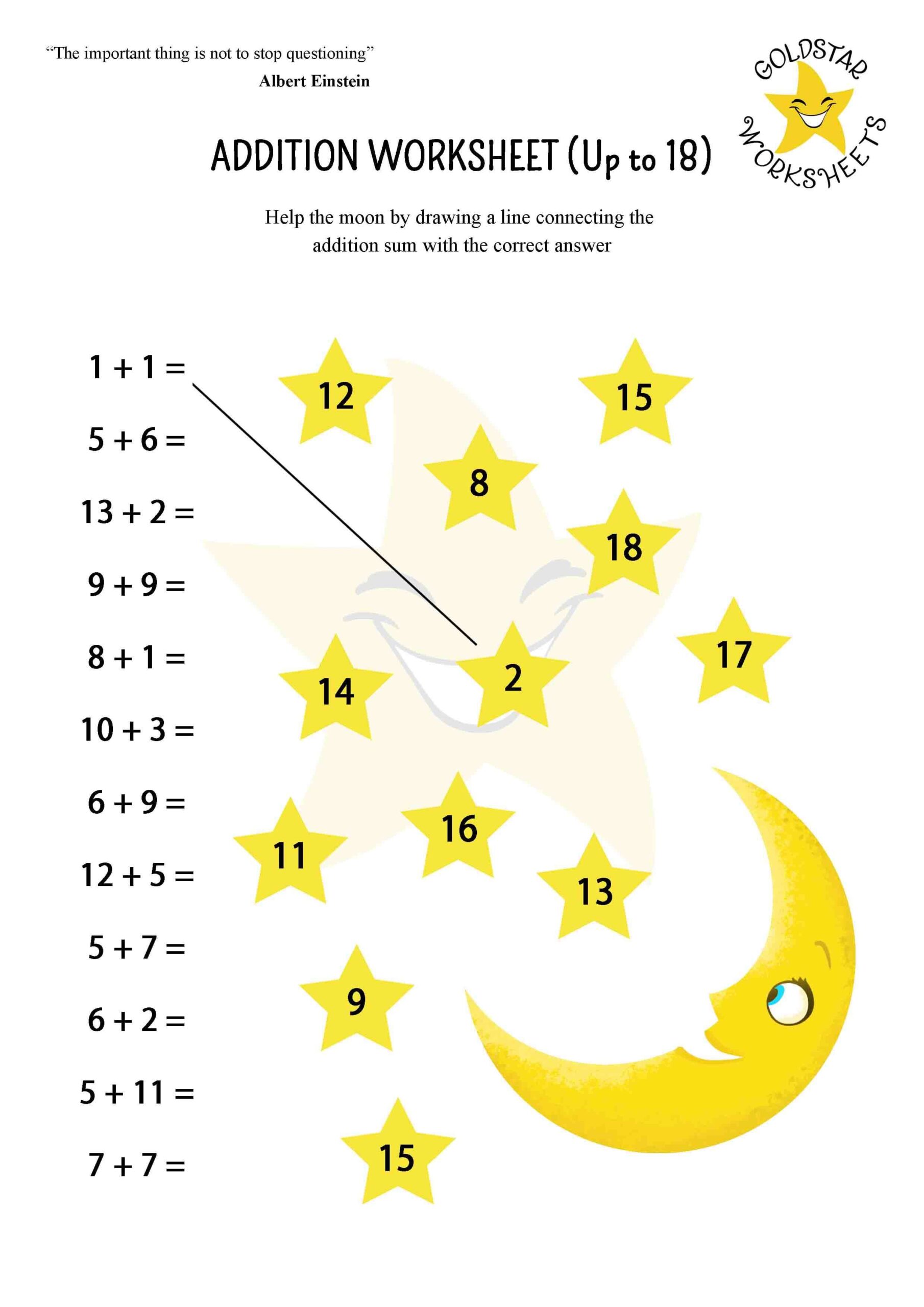 Addition Facts To 18 Worksheets Kindergarten Or First Grade Addition Facts To 18 Worksheets Kindergarten Or First Grade