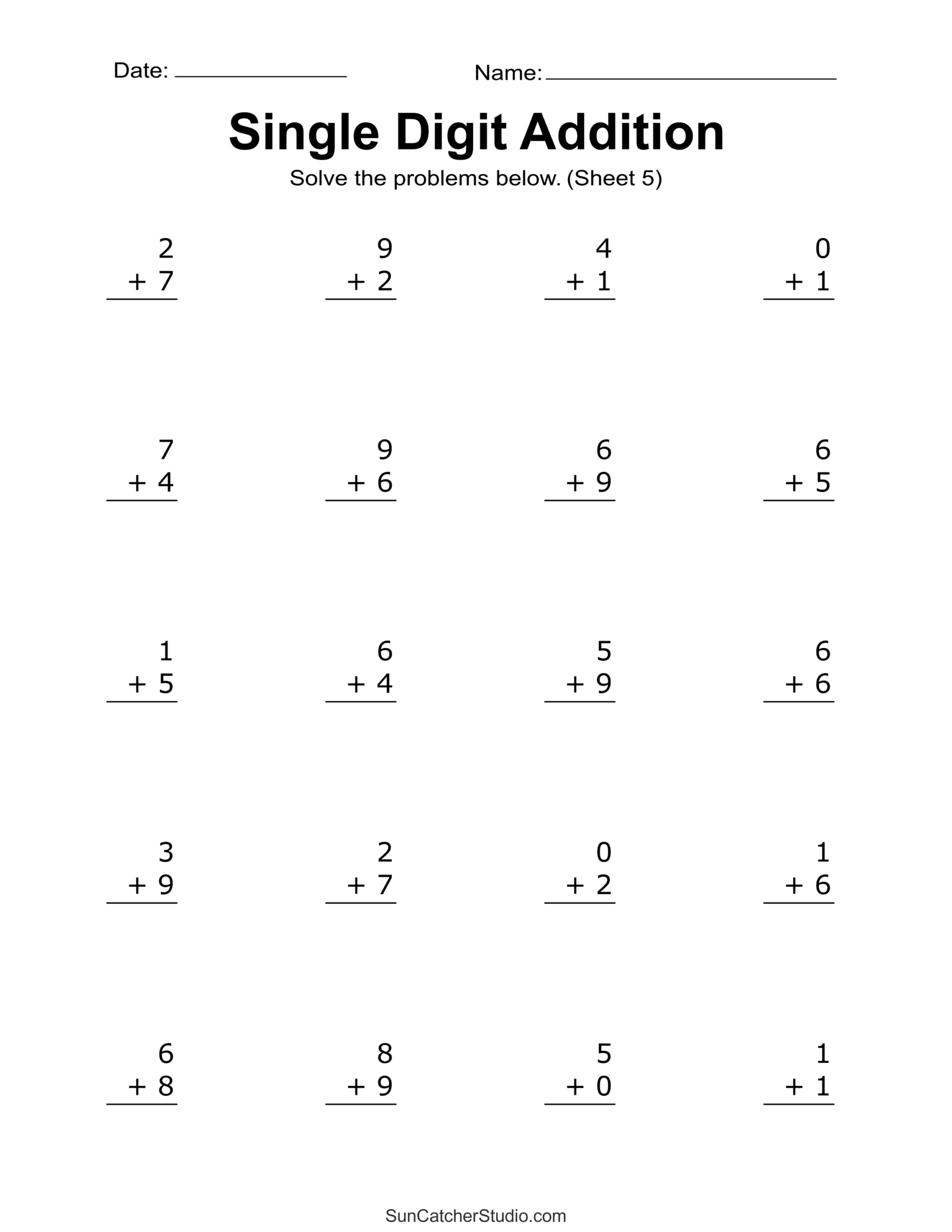 Free Printable Addition For Kindergarten Worksheets