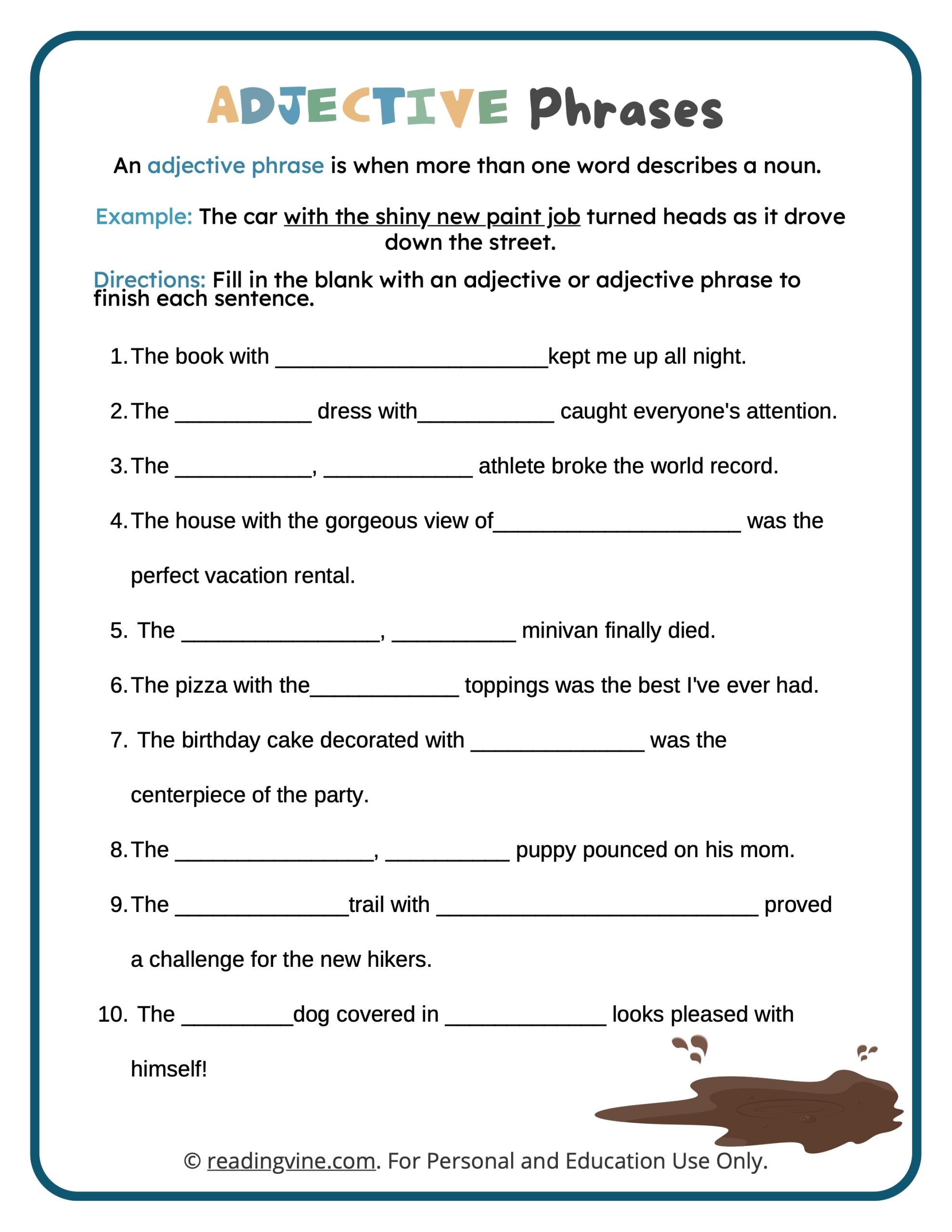 Adjective Phrases Worksheets ReadingVine Worksheets Library Adjective Phrases Worksheets ReadingVine Worksheets Library
