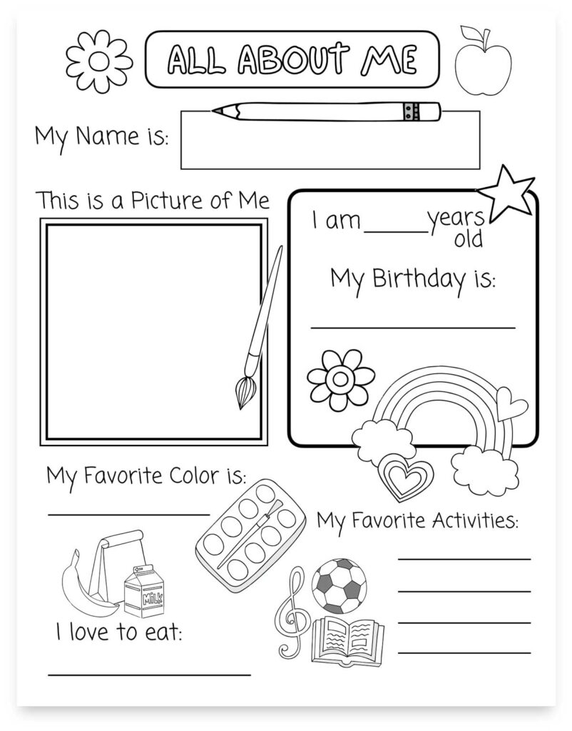 About Me Free Printable Worksheet