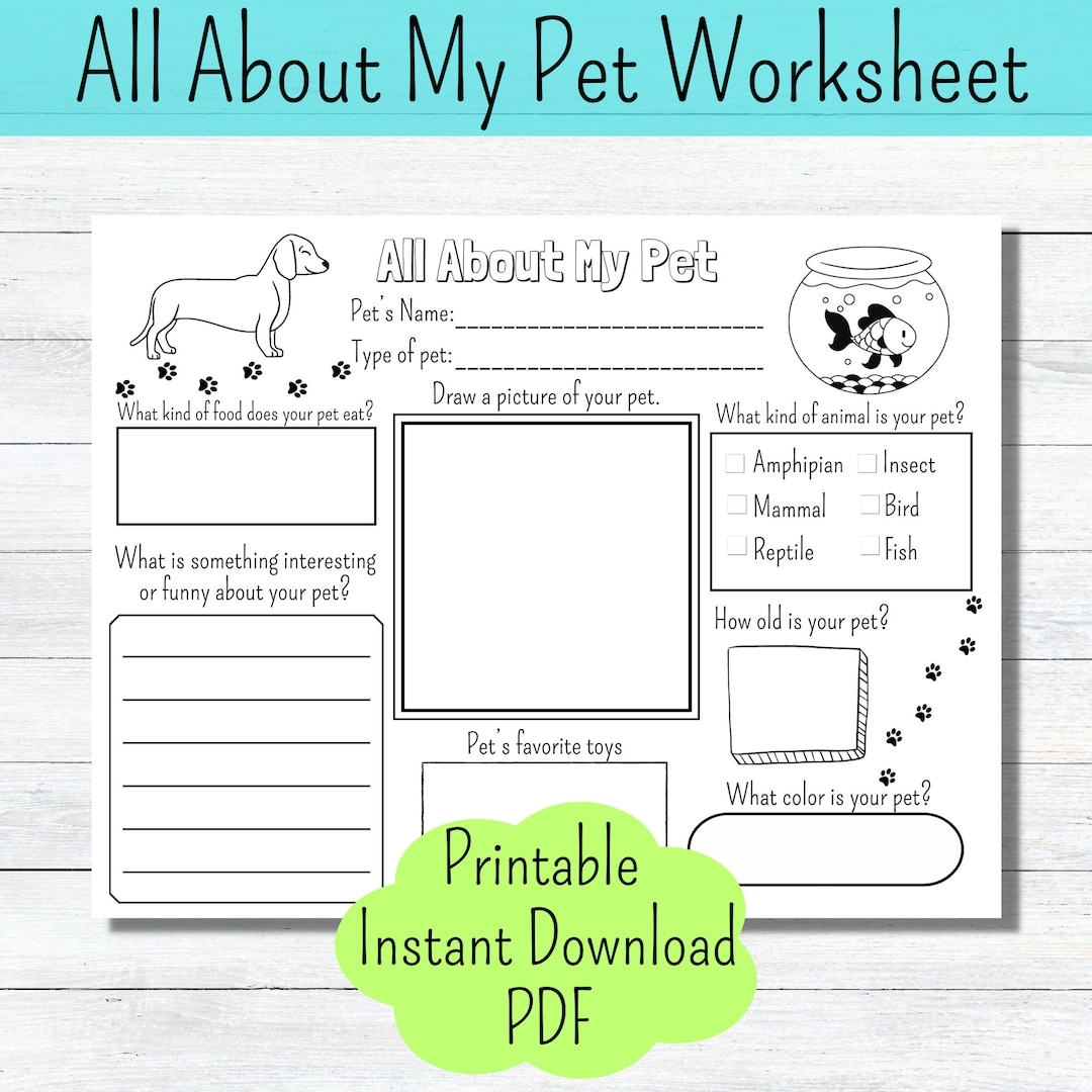 All About My Pet Printable Worksheet Kids Activity Page Homeschool Coloring Page About My Pet Worksheet Etsy All About My Pet Printable Worksheet Kids Activity Page Homeschool Coloring Page About My Pet Worksheet Etsy