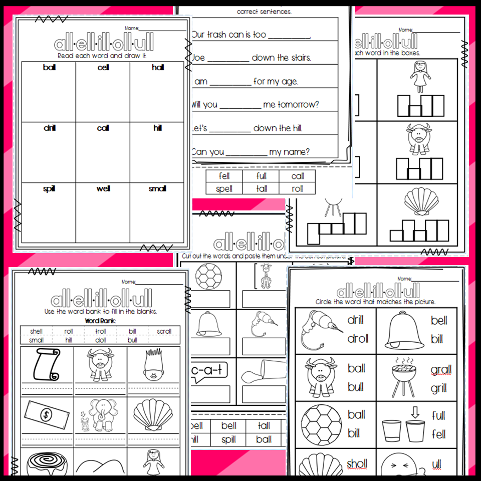 All Ell Ill Oll Ull Worksheets Cut And Paste Sorts Cloze Read U0026 Draw Etc Made By Teachers