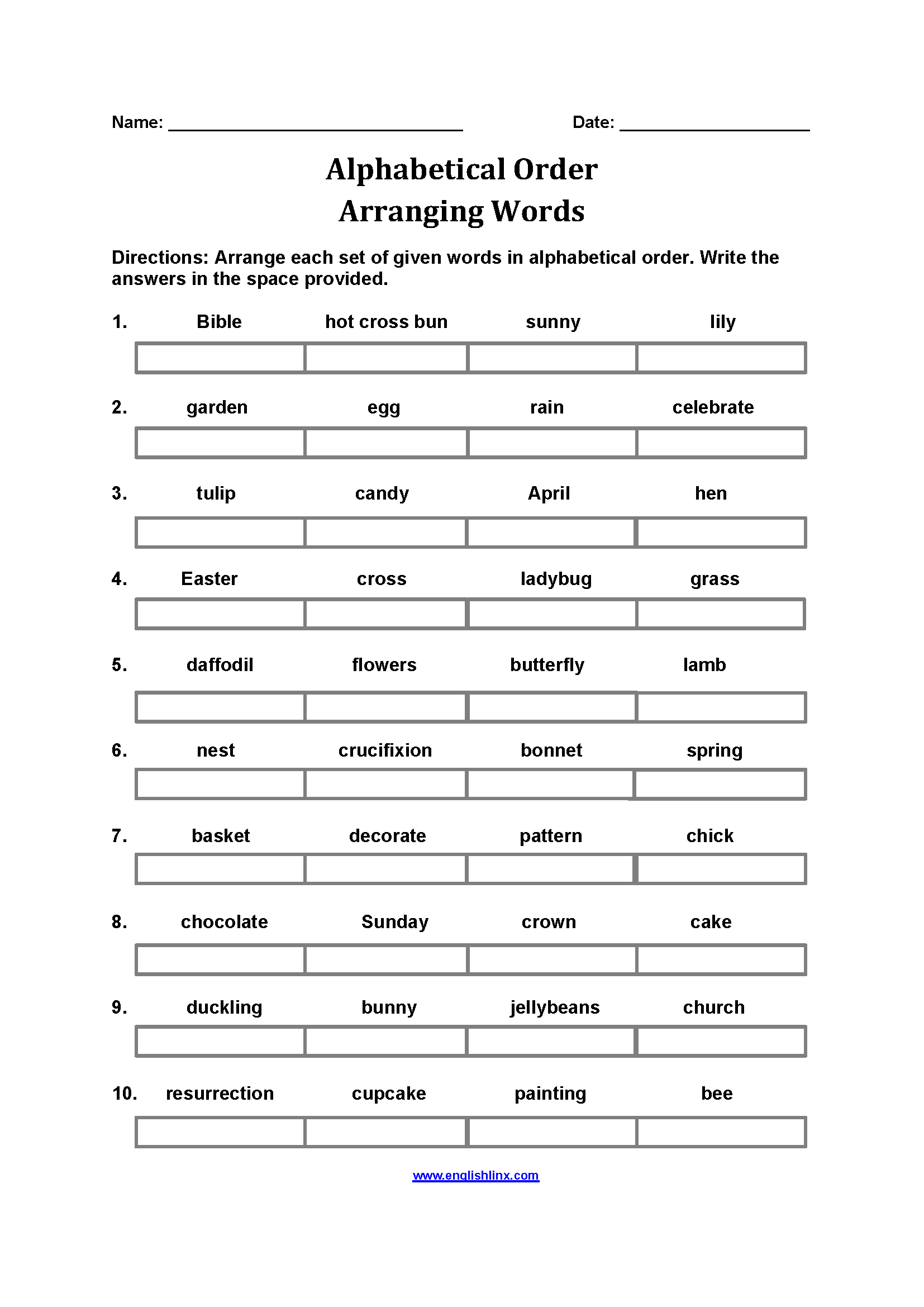 Abc Order Worksheets Free Printable