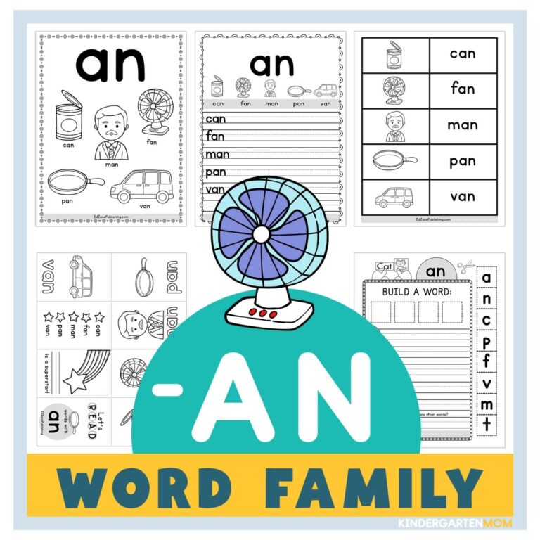 AN Word Family Worksheets Kindergarten Mom