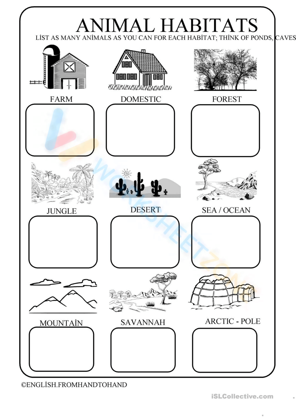 Animal Habitats Worksheets 2025