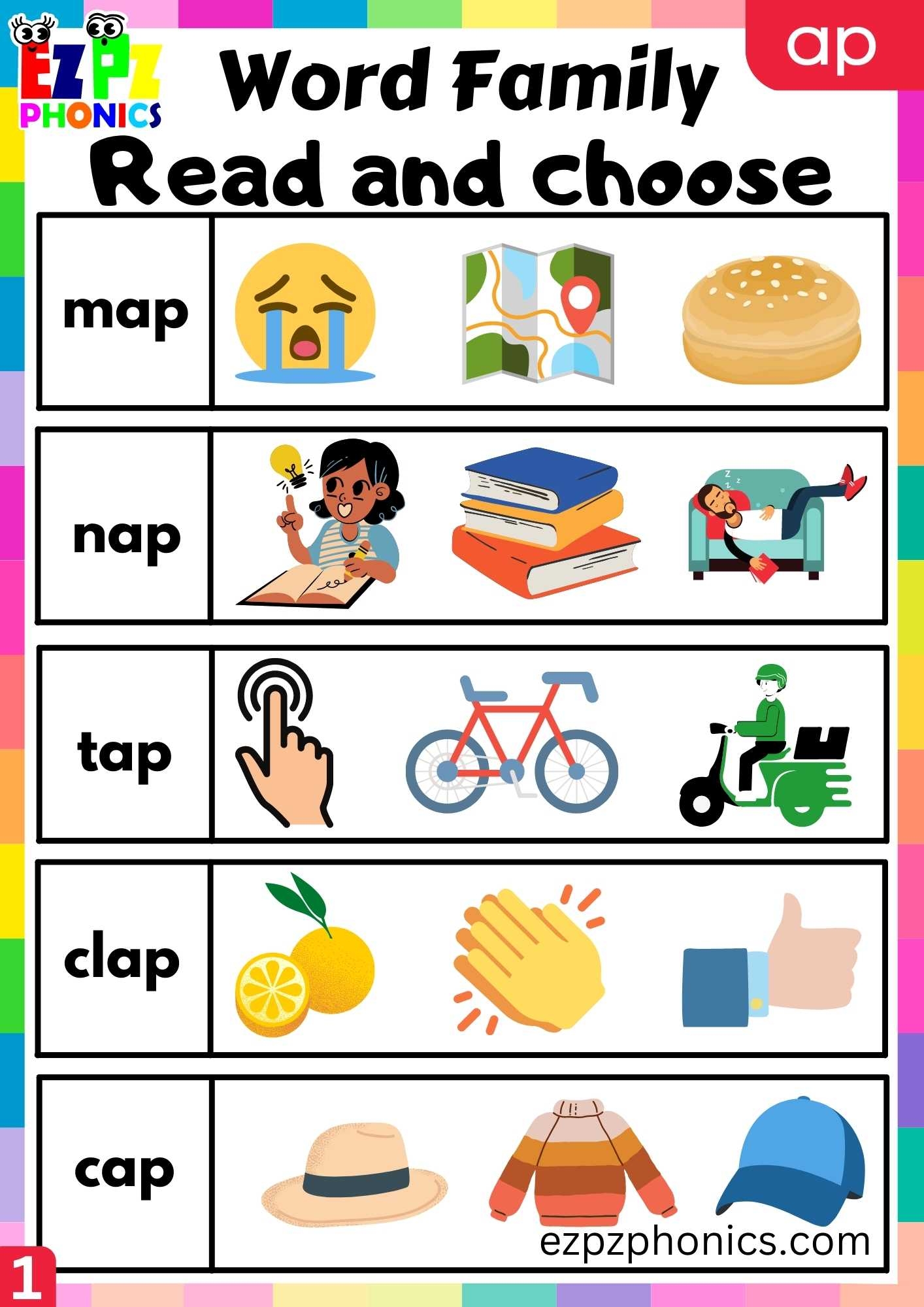 AP Words Read And Choose Phonics Word Families Worksheet Ezpzphonics AP Words Read And Choose Phonics Word Families Worksheet Ezpzphonics