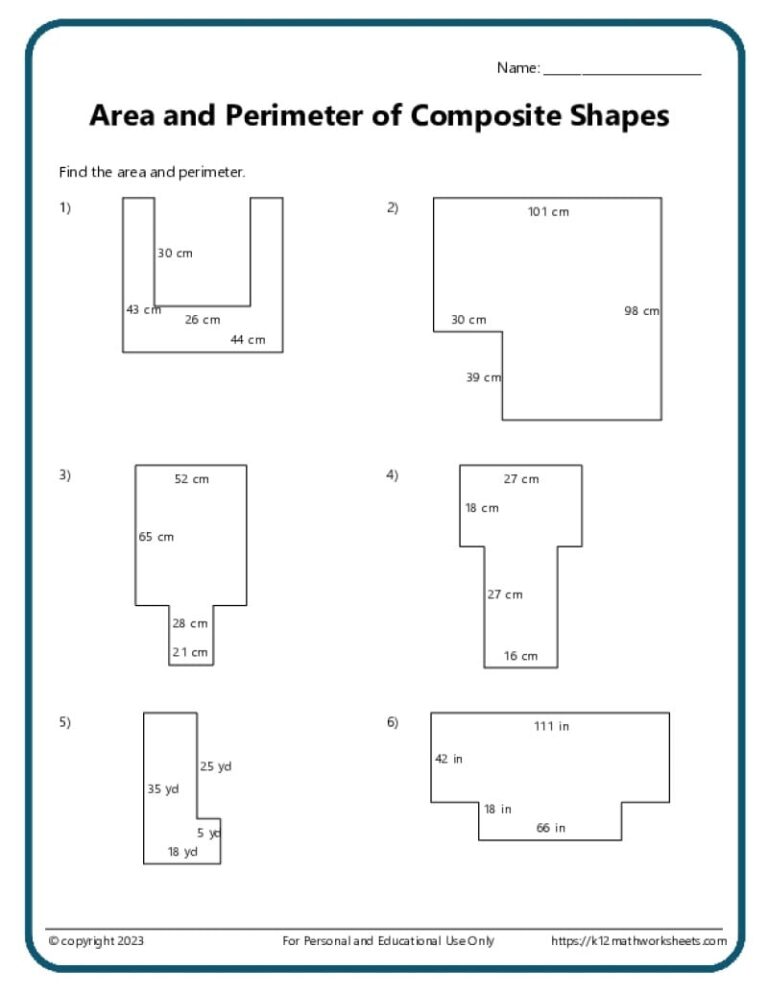 Area And Perimeter Worksheets