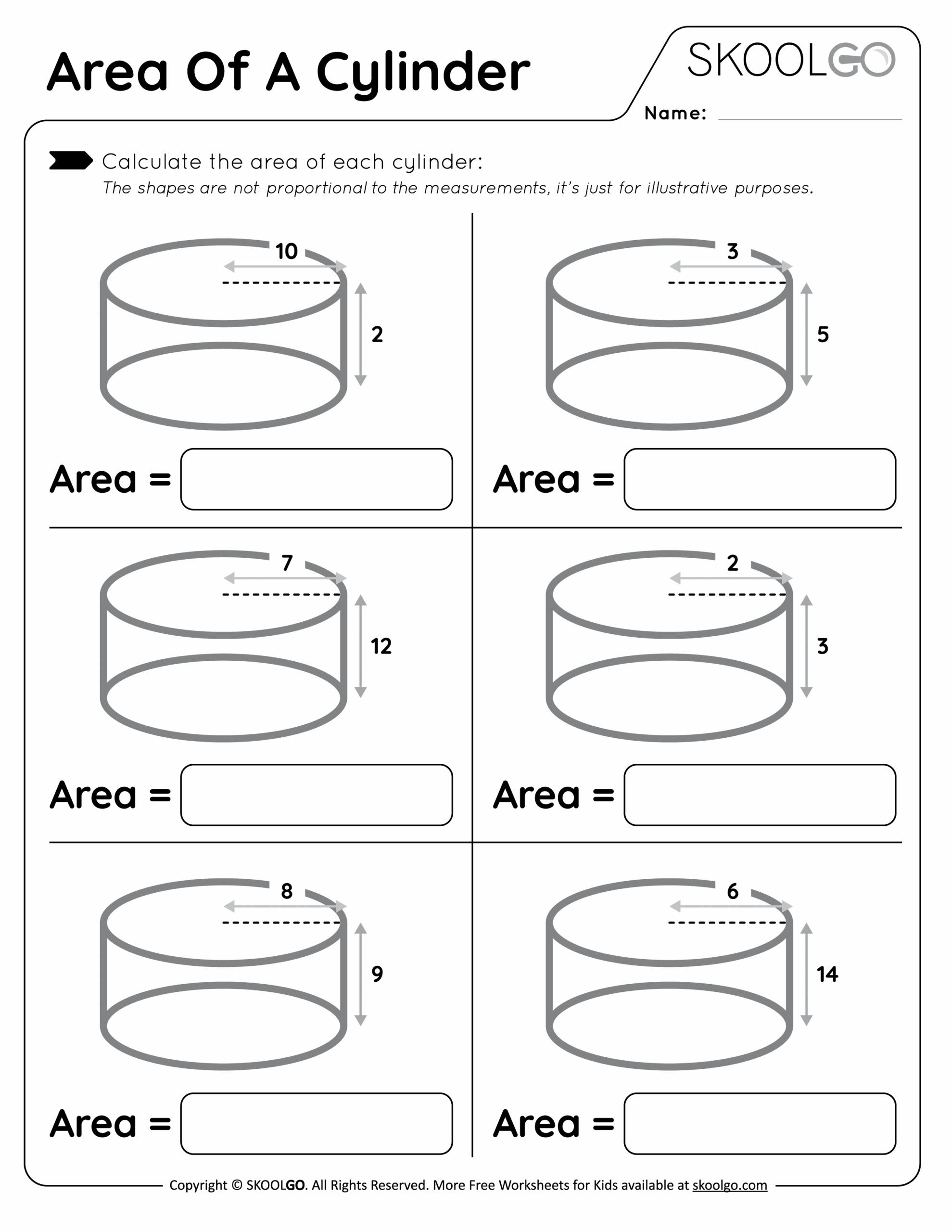 Area Of A Cylinder Free Worksheet For Kids SKOOLGO Area Of A Cylinder Free Worksheet For Kids SKOOLGO