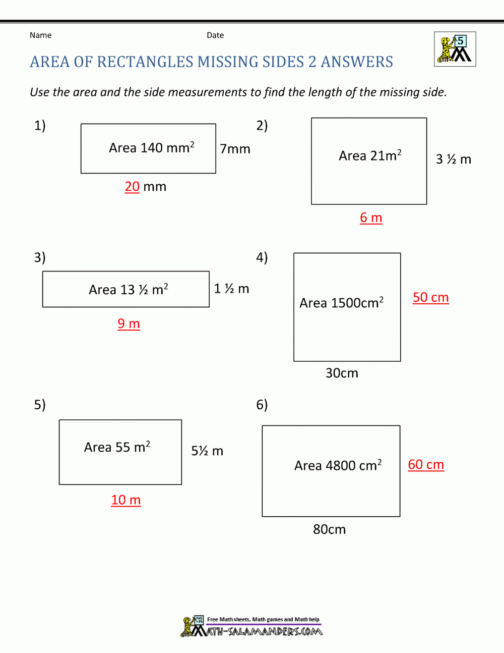 Area Of Rectangle Worksheets Area Of Rectangle Worksheets