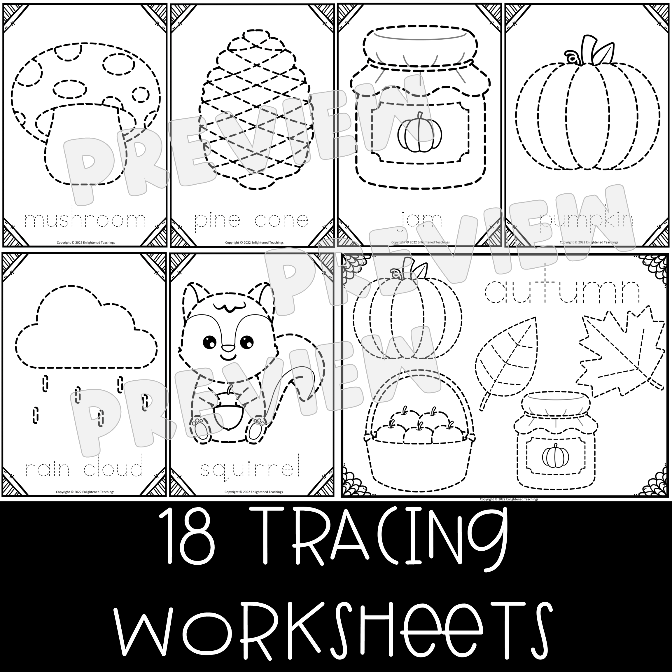 Autumn Fall Tracing Worksheets Fine Motor Activity Fall Prewriting Worksheets