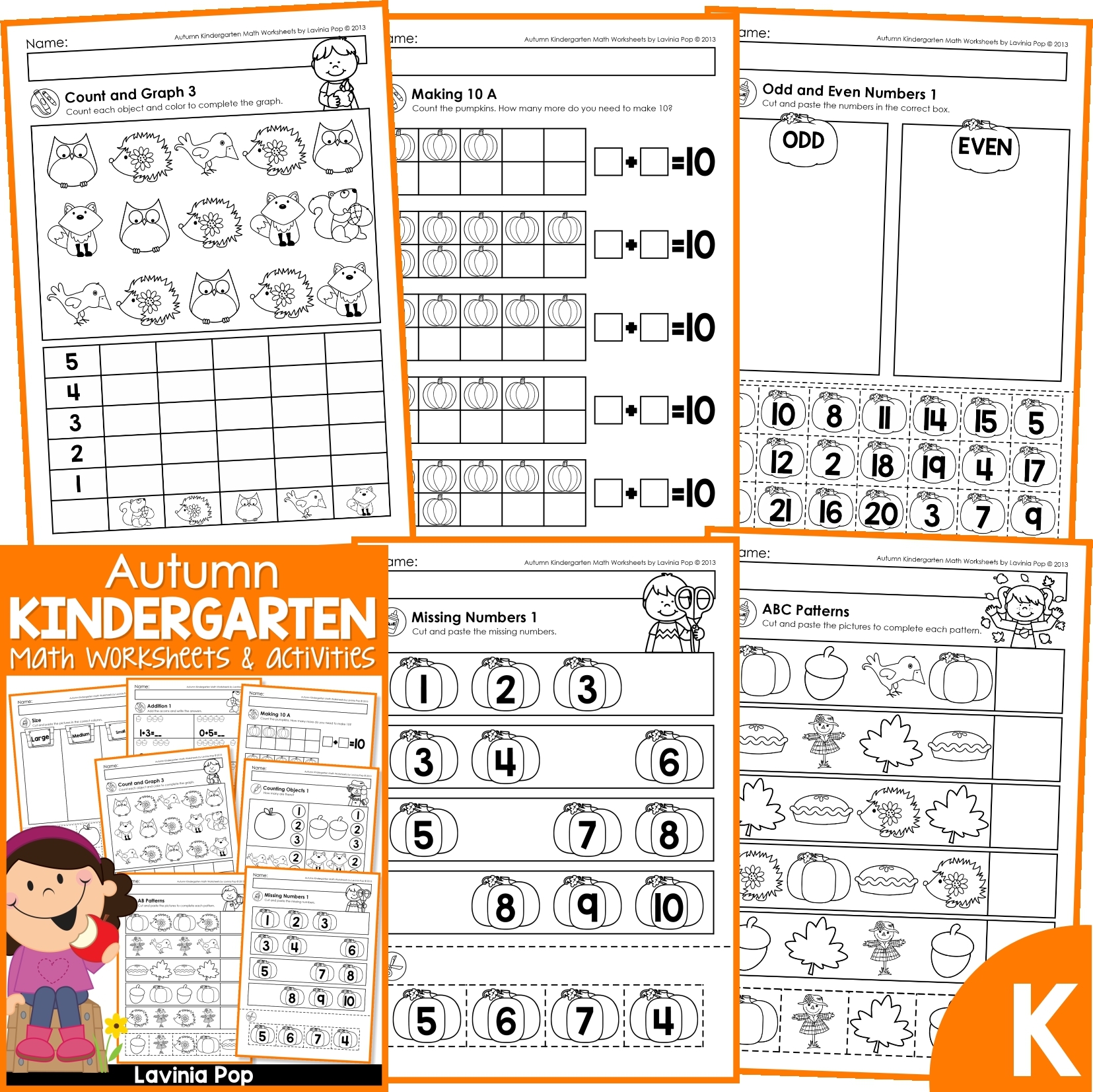 Autumn Math Worksheets For Kindergarten In My World