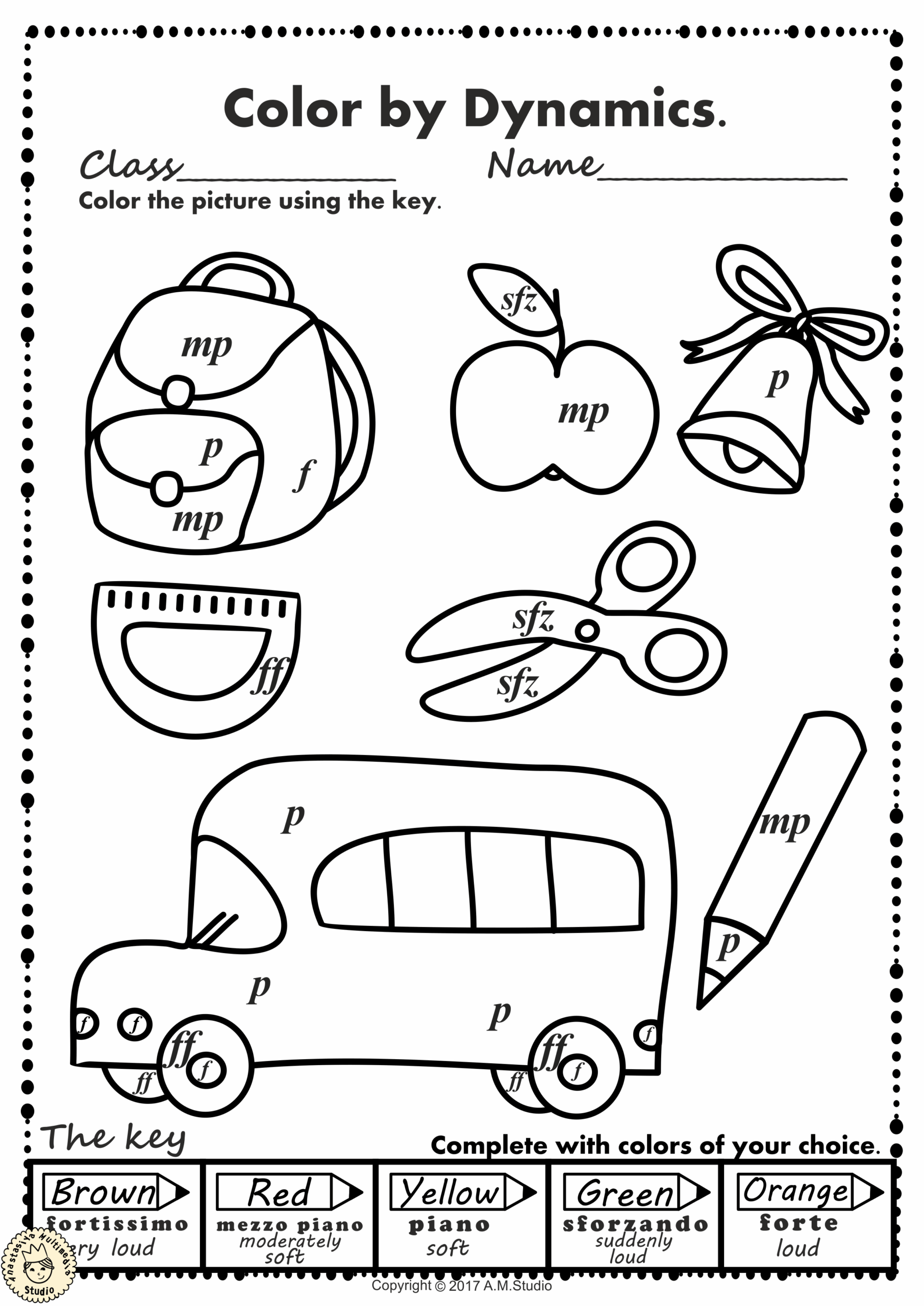 Back To School Color By Music Pages Dynamics 