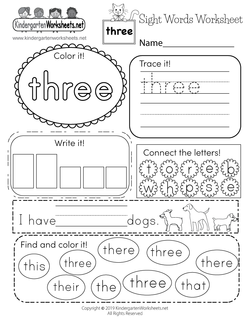 Free Printable Basic Sight Word Worksheets Free Printable Basic Sight Word Worksheets