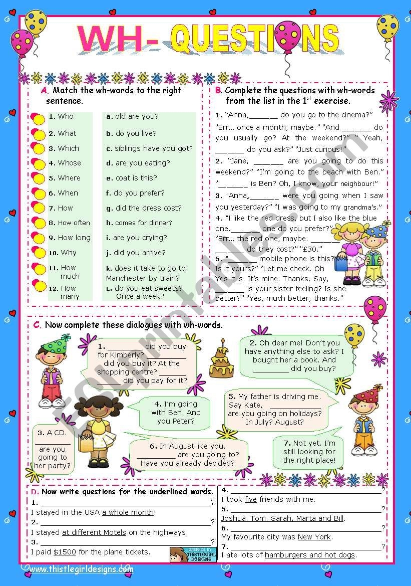 Wh Questions Worksheets Free Printable