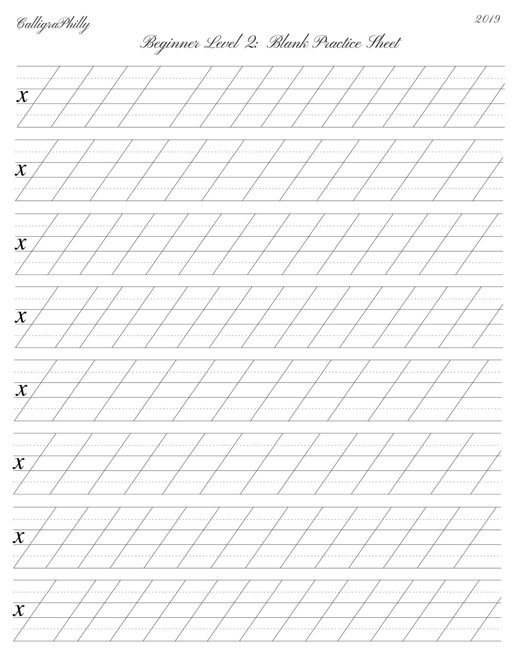 Beginner Level 2 Copperplate Calligraphy Blank Practice Sheet Printable Worksheet For Calligraphy Practice Beginner Calligraphy