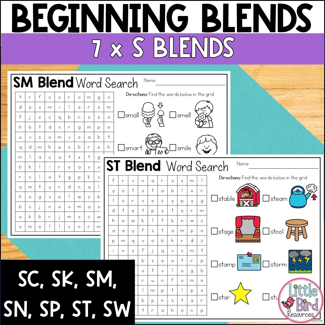 Free Printable Bird Word Blends Worksheets