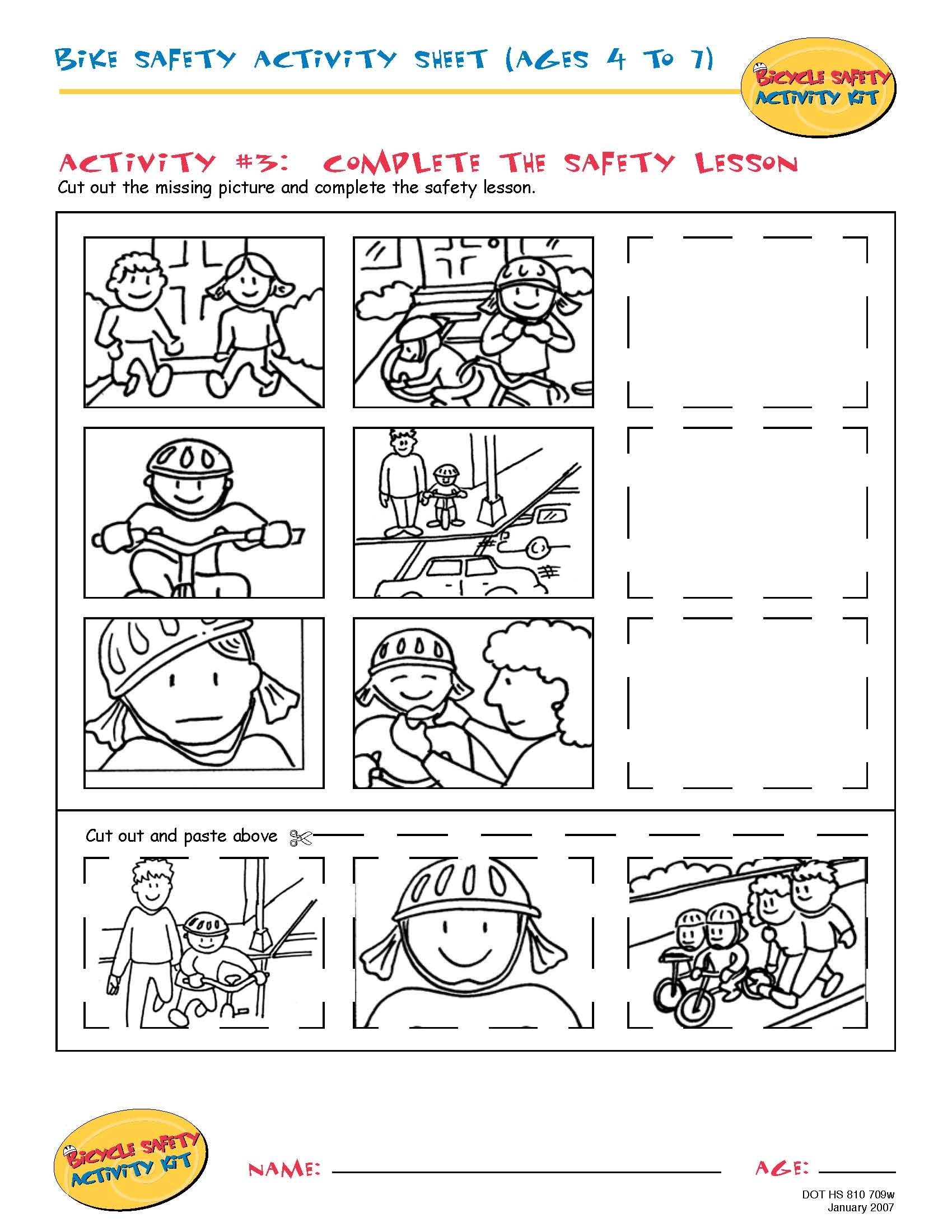 Bike Safety Activity Sheet Ages 4 To 11 Complete The Safety Lesson
