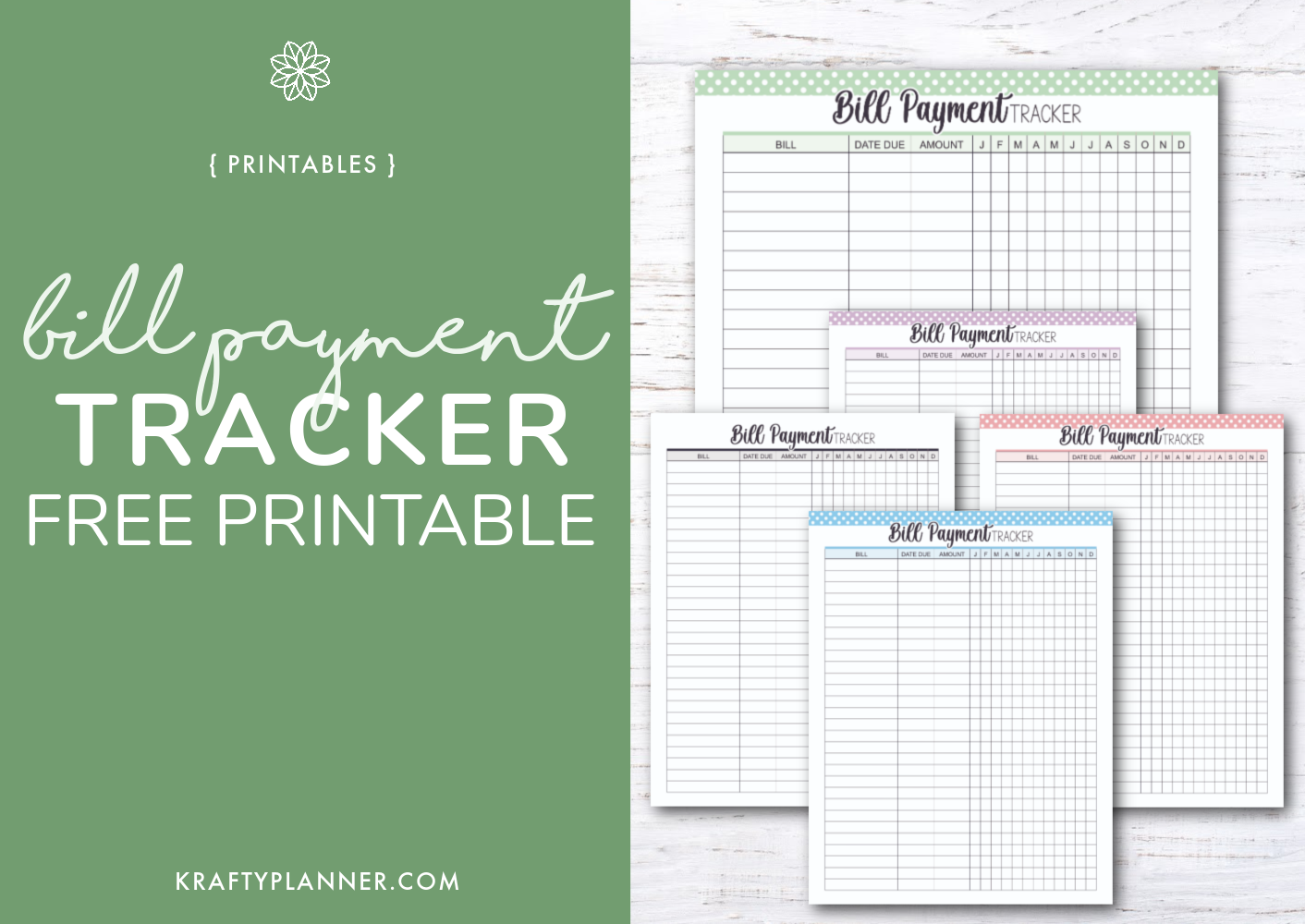 Bill Payment Tracker Free Printable Day 4 Krafty Planner