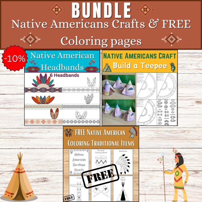 BUNDLE Native Americans Headband Crown Feather Build A 3D Teepee 