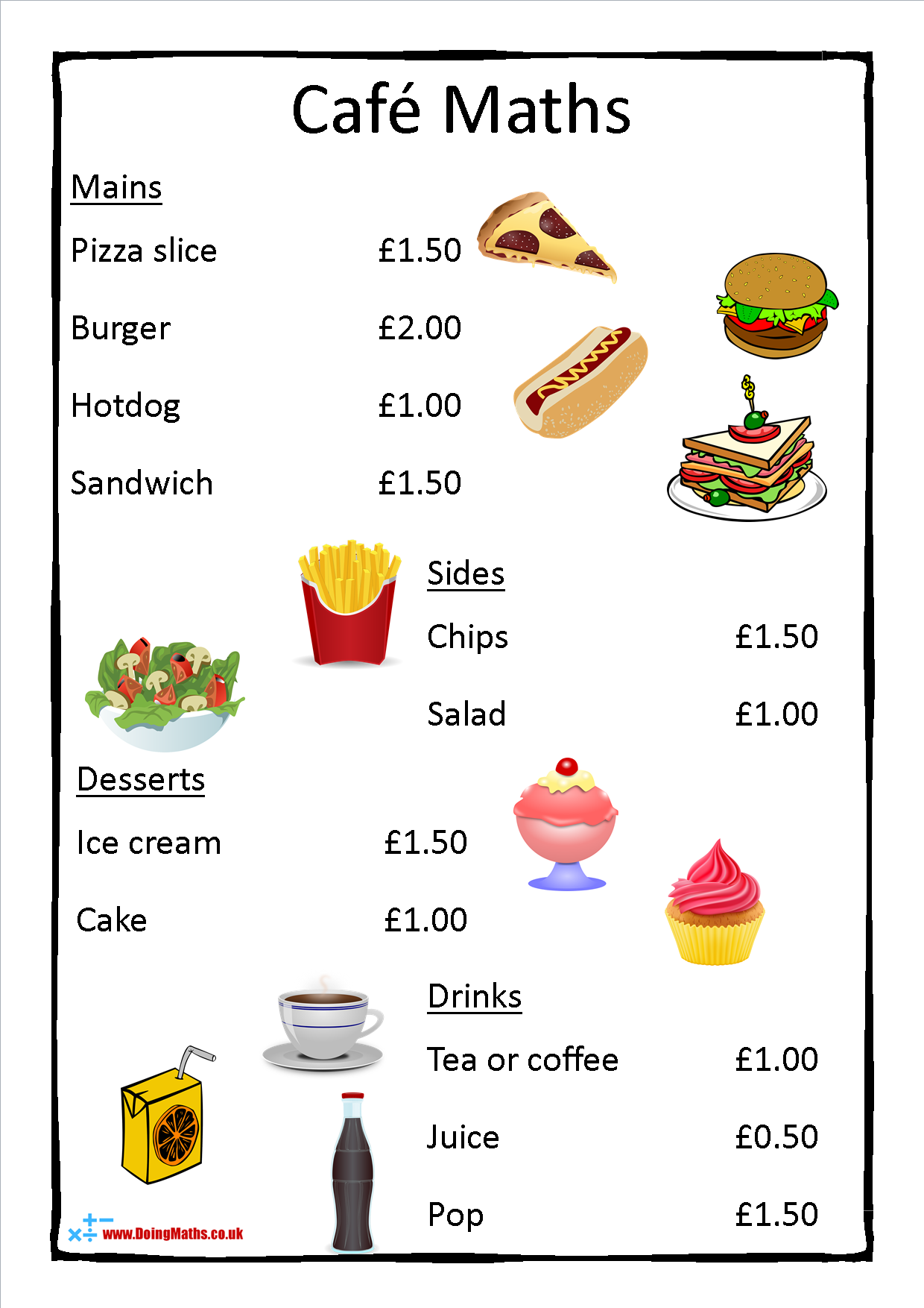 Cafe Menu Maths Primary Mathematics Money Arithmetic And Worksheets Library Cafe Menu Maths Primary Mathematics Money Arithmetic And Worksheets Library