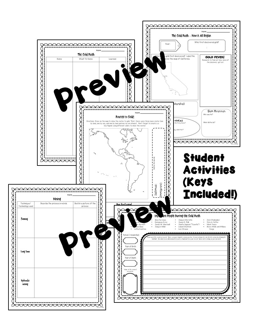 Free Printable California Gold Rush Worksheets Free Printable California Gold Rush Worksheets
