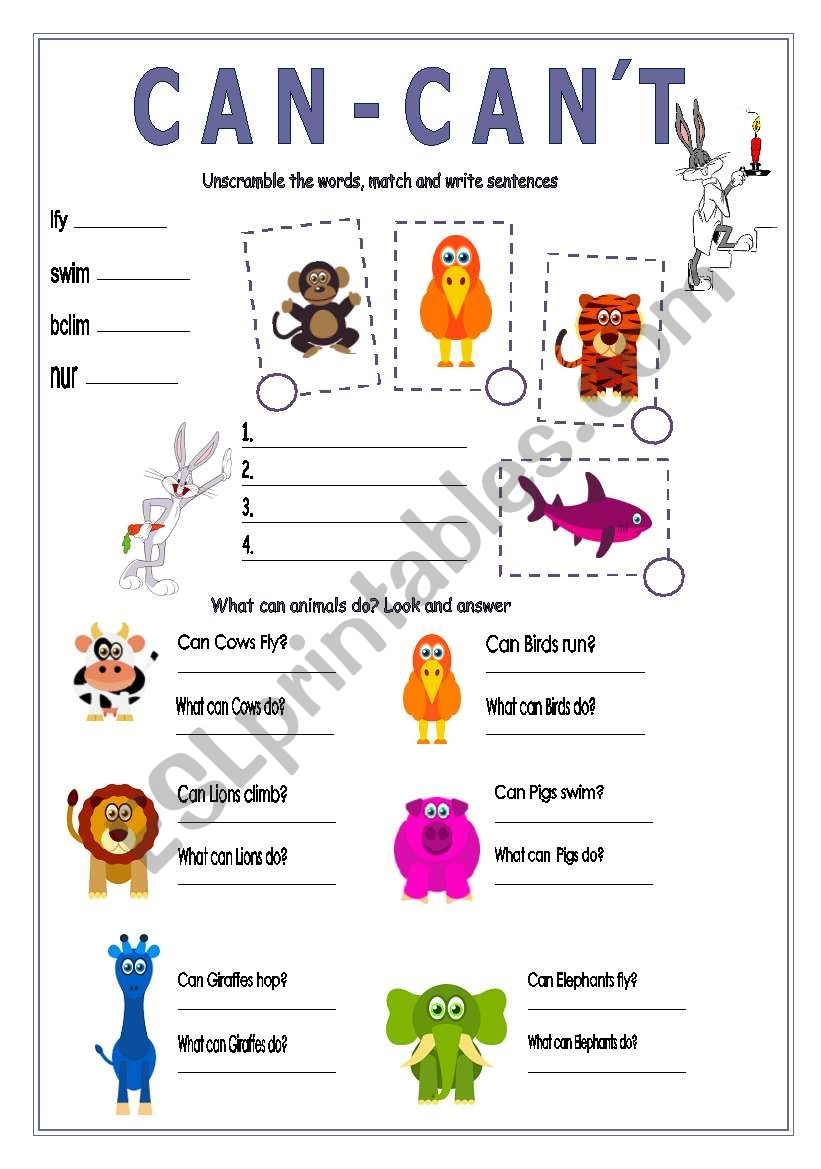 CAN U0026 CAN T ESL Worksheet By Lolelozano