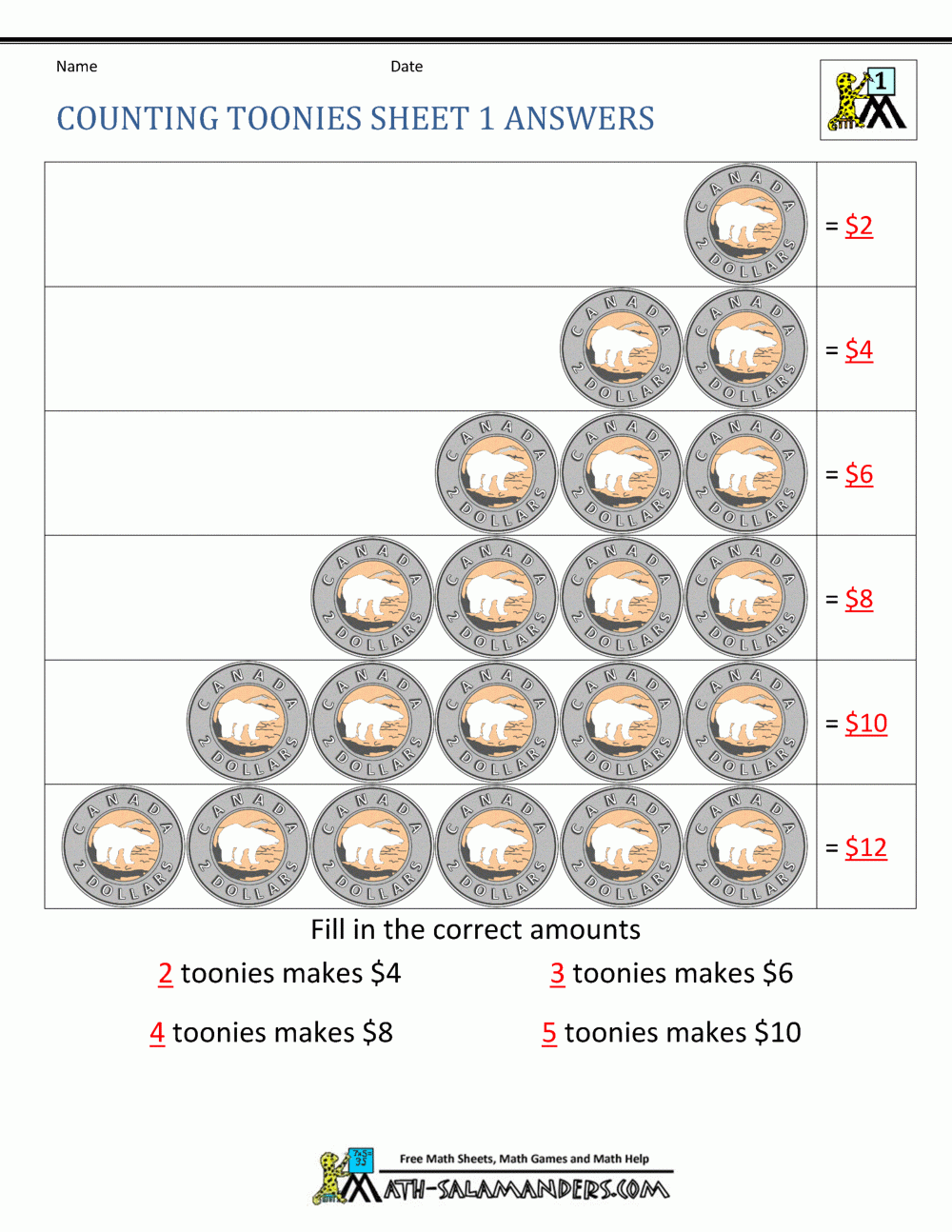 Canadian Money Worksheets Canadian Money Worksheets