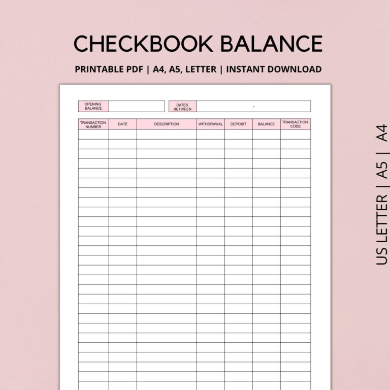 Checkbook Balance Log Printable Checkbook Register Check Worksheets Library