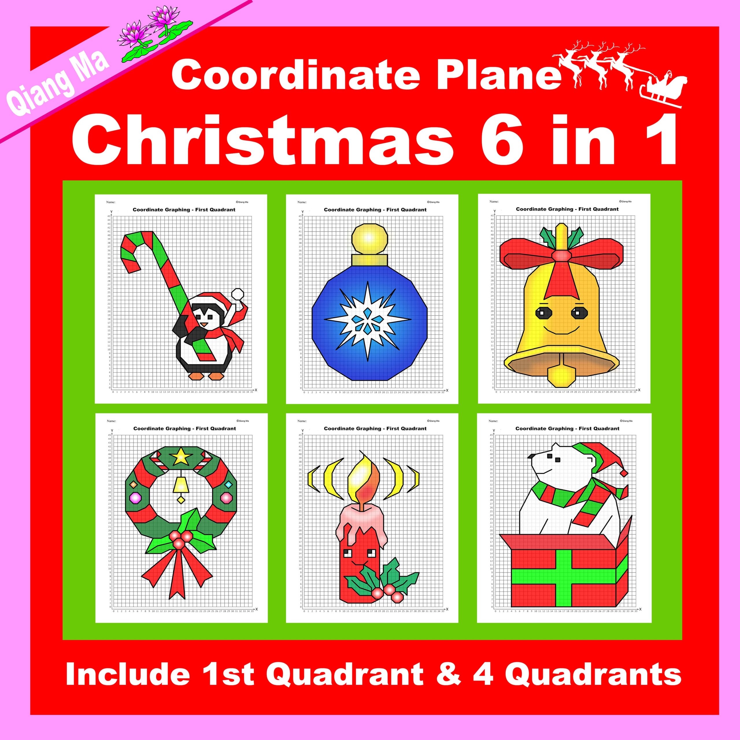 Christmas Coordinate Plane Graphing Picture Christmas Bundle 6 In 