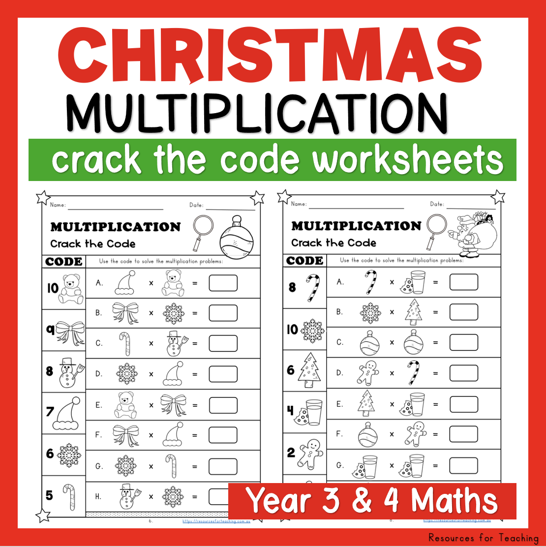 Christmas Crack The Code Multiplication Worksheets Resources For Teaching Australia