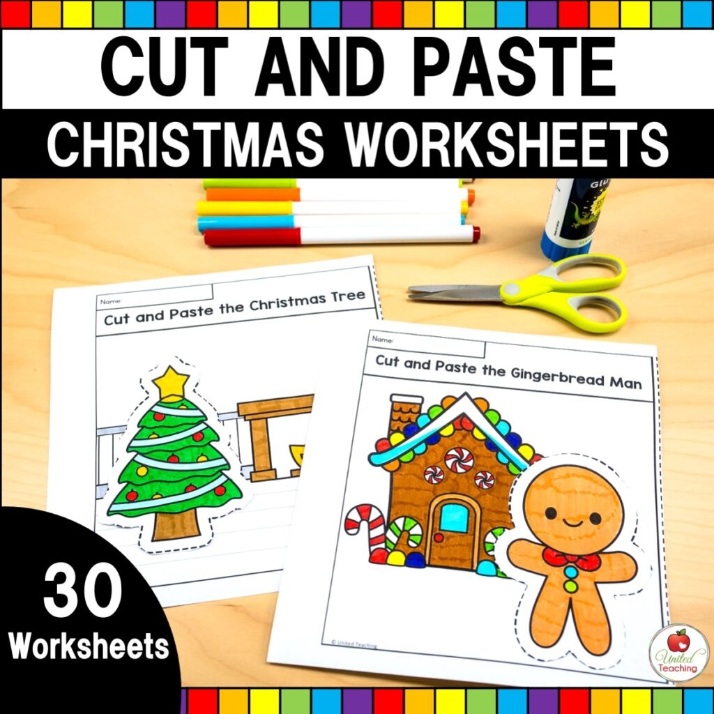 Christmas Cut And Paste Worksheets United Teaching Christmas Cut And Paste Worksheets United Teaching
