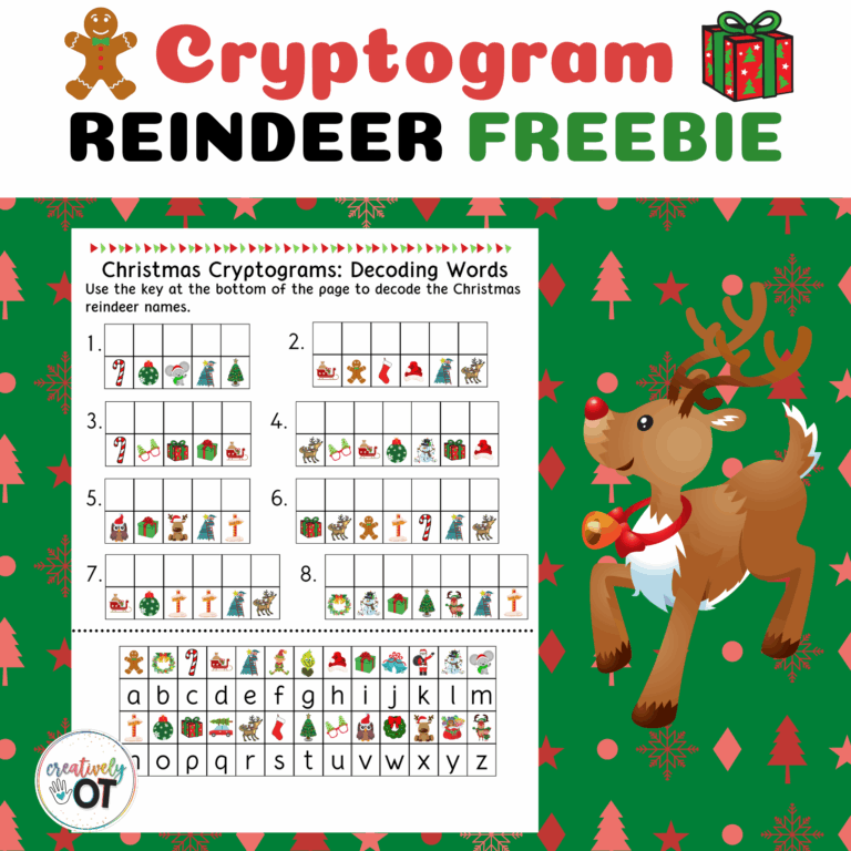 Christmas Reindeer Cryptogram Freebie Made By Teachers