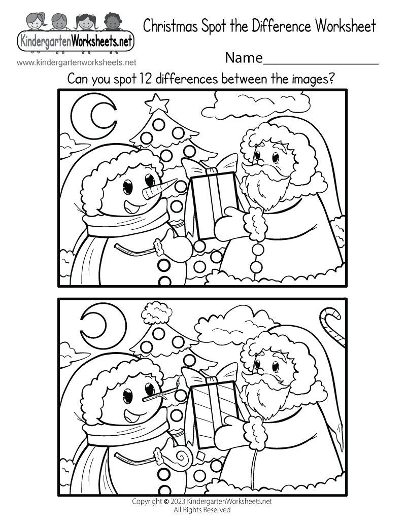 Christmas Spot The Difference Worksheet Free Printable Digital Christmas Spot The Difference Worksheet Free Printable Digital