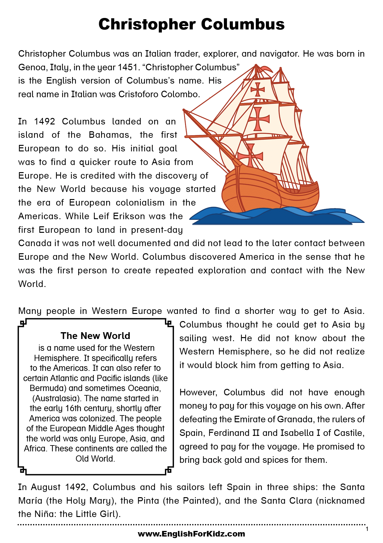 Christopher Columbus Coloring Pages Mamas Learning Corner 