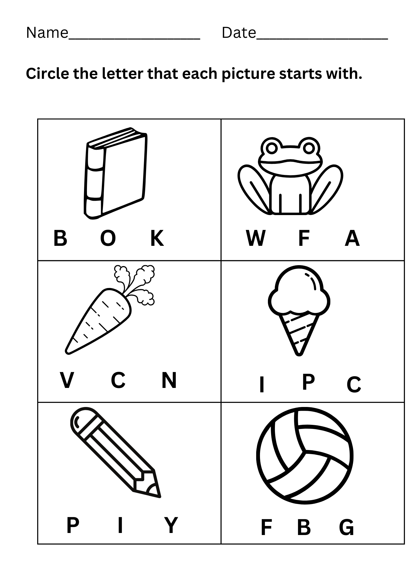 Free Printable Beginning Letter Sound Worksheets