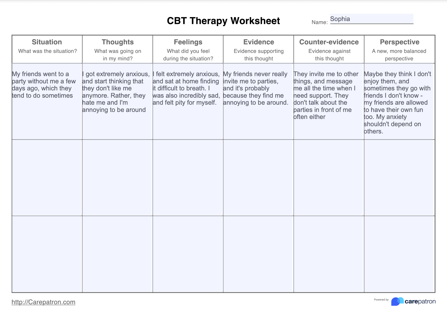 Cbt Free Printable Worksheets