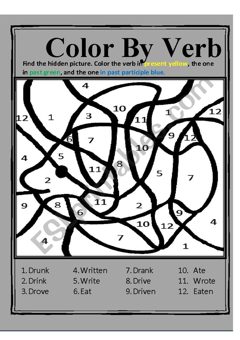 Color By Verb ESL Worksheet By AL3NA Worksheets Library