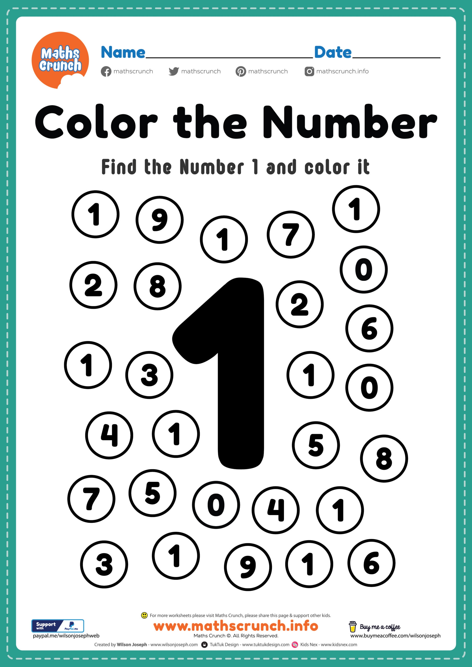 Free Printable Number Worksheets
