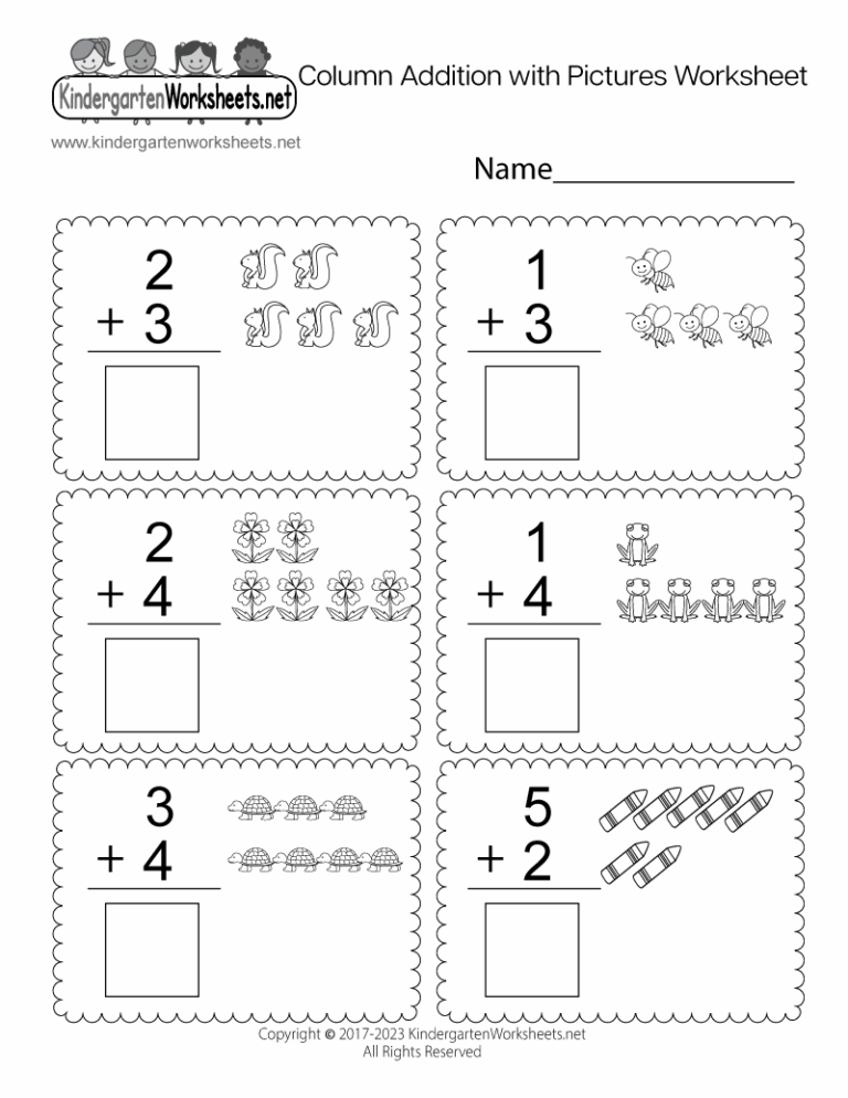 Column Addition With Pictures Worksheet Free Printable Digital 
