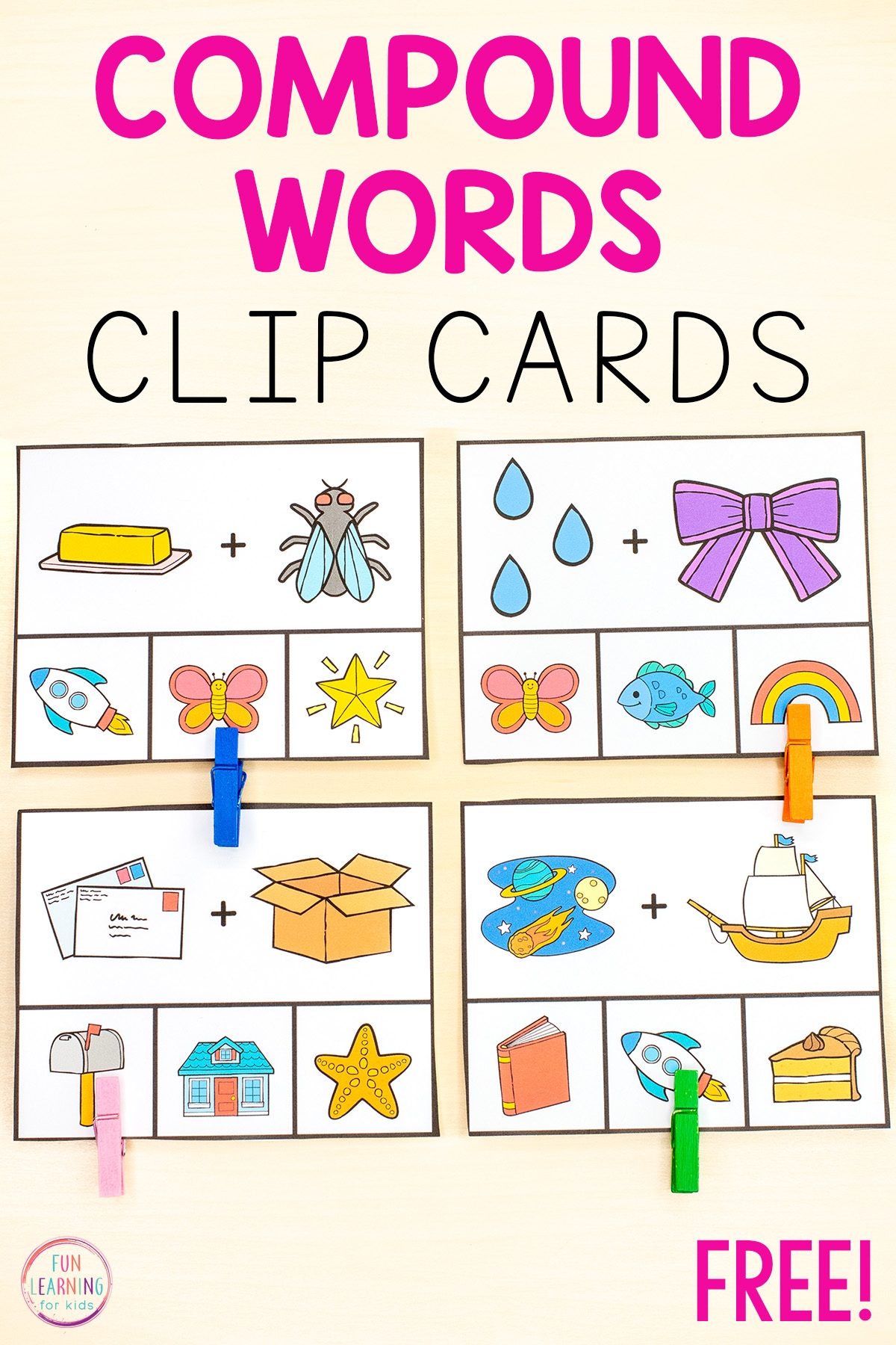 Compound Word Clip Cards Free Printable Worksheets Library