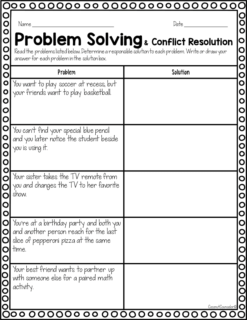Conflict Resolution Worksheets Conflict Resolution Worksheets
