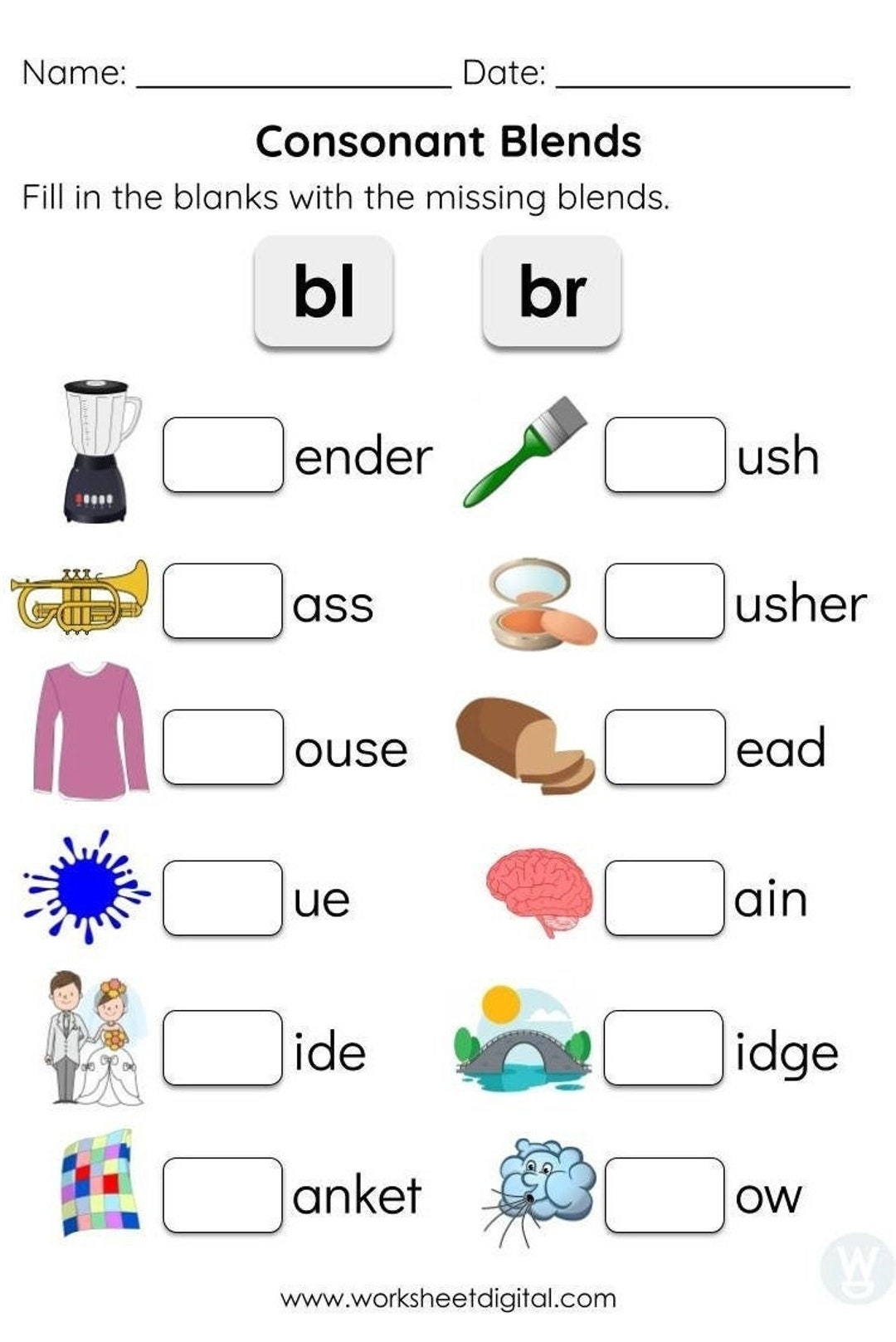Consonant Blends Worksheets For Kindergarten Preschool Homeschool Educational Printables Homework Worksheets Blend Sounds Etsy Consonant Blends Worksheets For Kindergarten Preschool Homeschool Educational Printables Homework Worksheets Blend Sounds Etsy