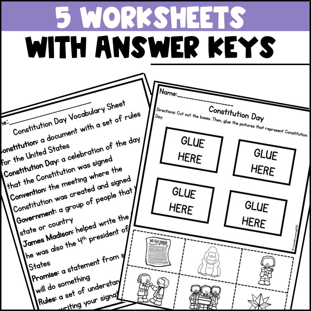 Constitution Day Activities For Kindergarten U0026 1st Grade Worksheet Word Search Classful