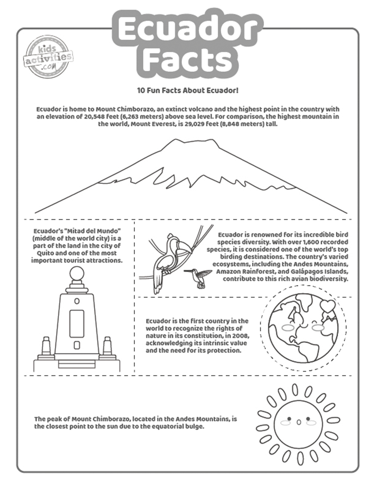 Cool Ecuador Facts Coloring Pages Kids Activities Blog