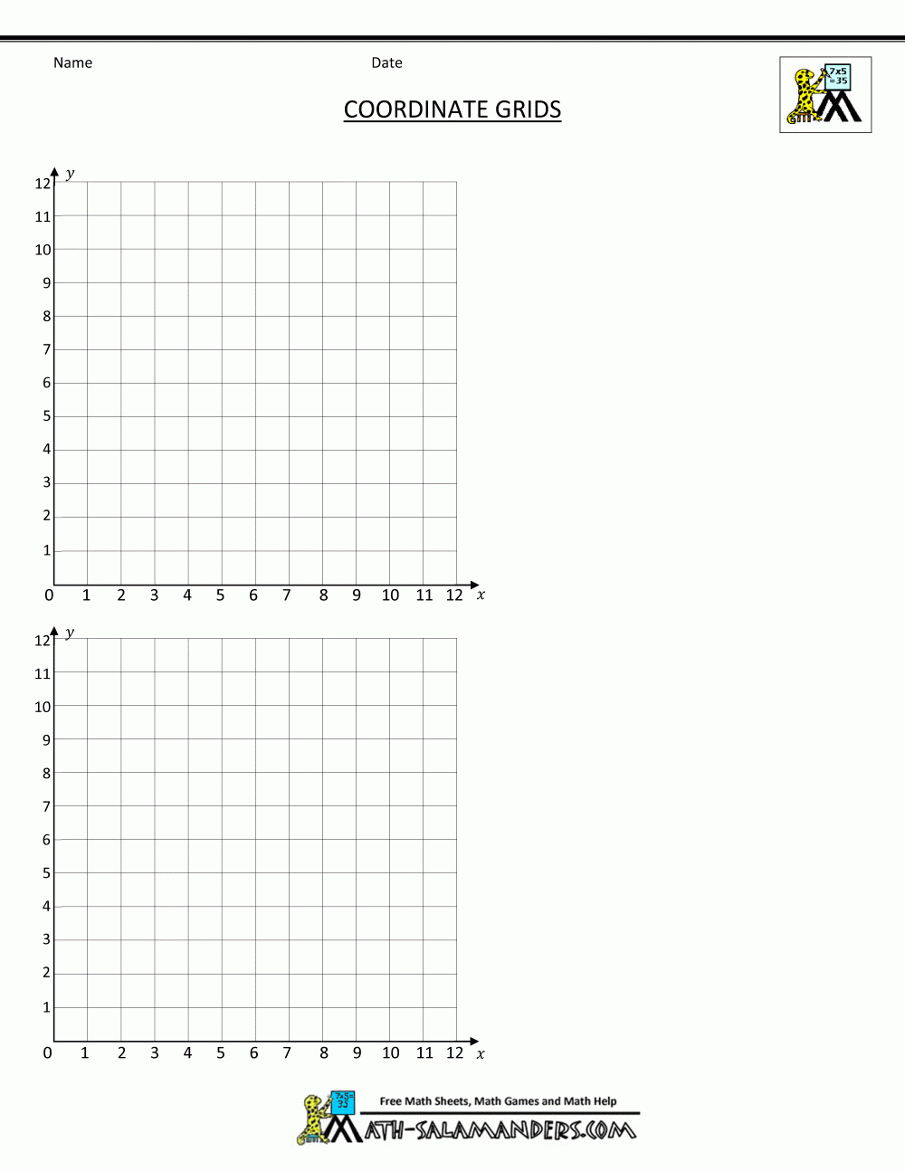 Free Printable Coordinate Grid Worksheets