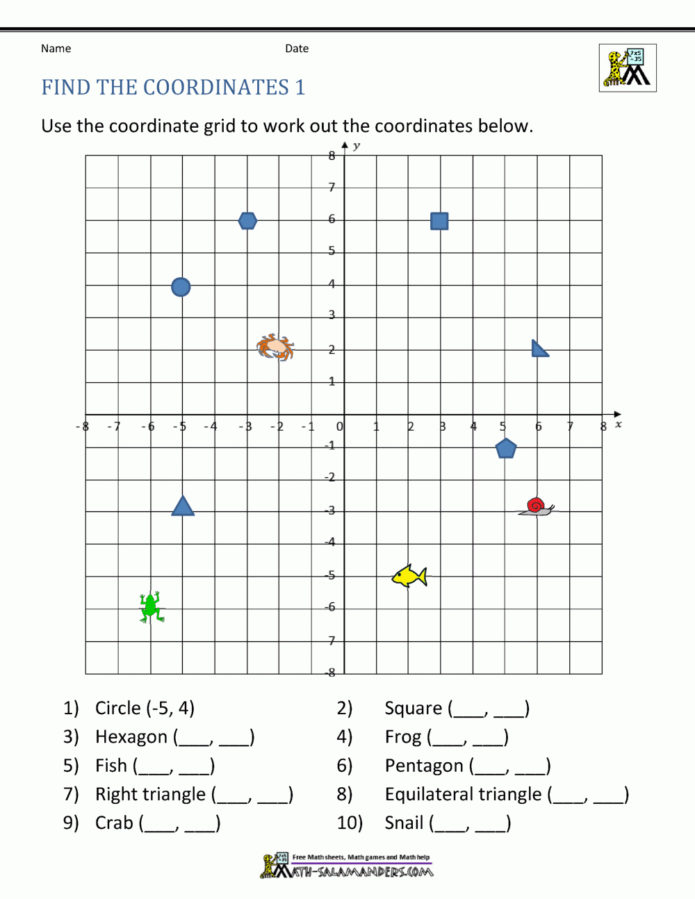Coordinate Plane Worksheets 4 Quadrants