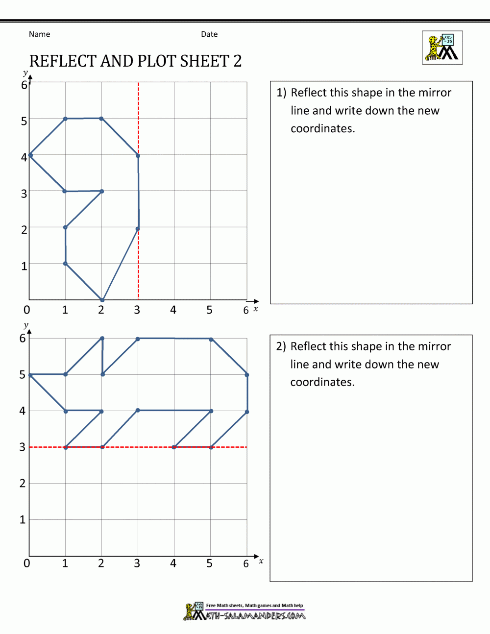 Quadrant 1 Lines Free Printable Worksheet
