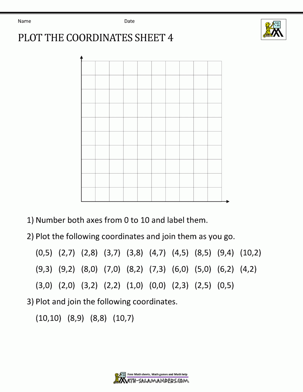 Coordinate Worksheets Coordinate Worksheets